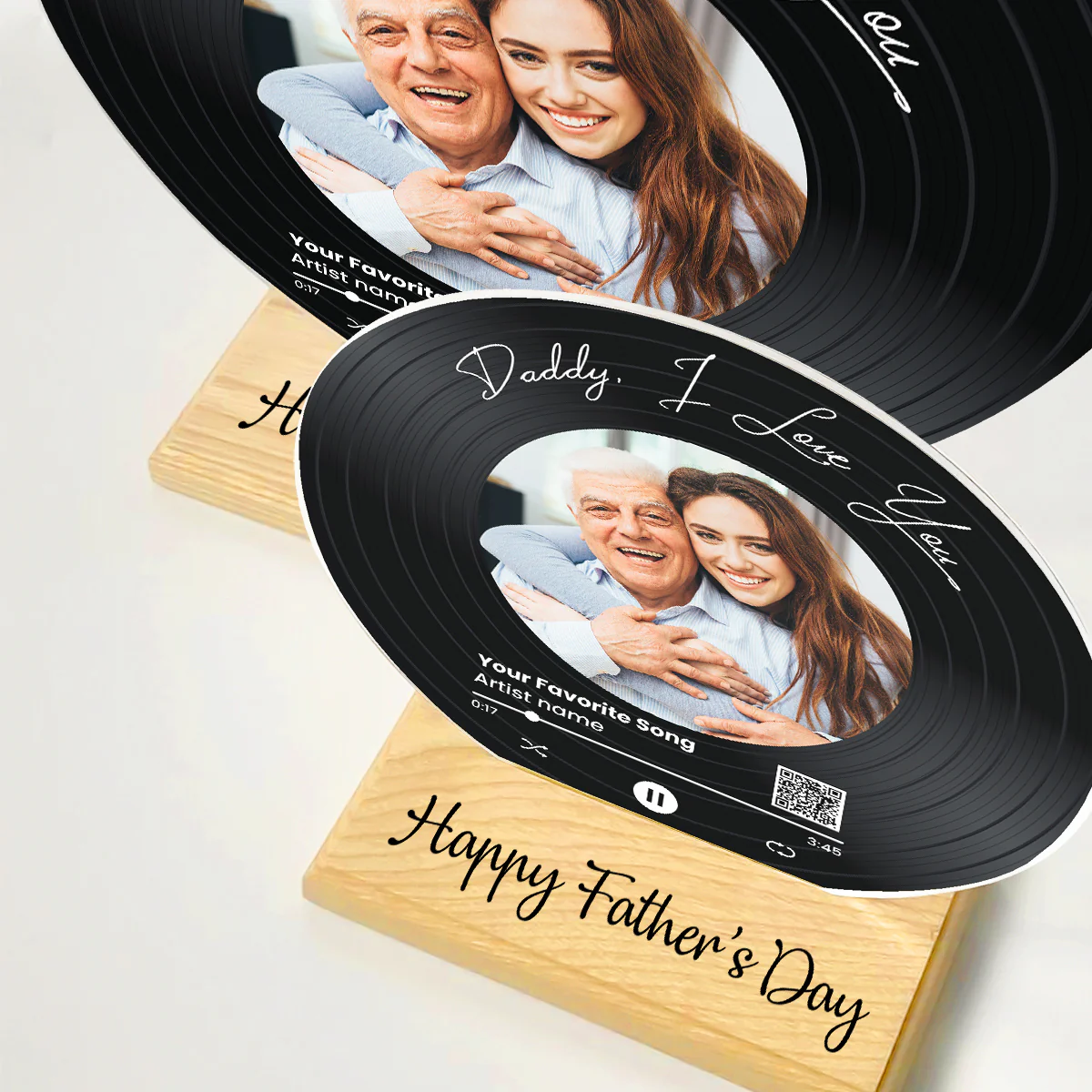 Daddy We Love You Upload Photo Favorite Song Scannable QR Code Personalized Acrylic Record Plaque - Image 9
