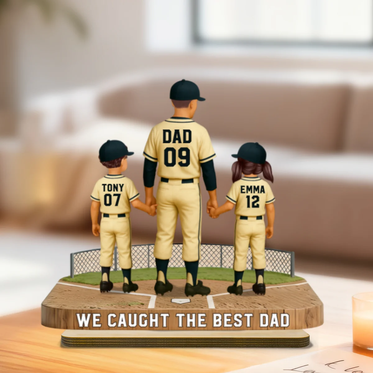 Daddy's Baseball Dream Team - Personalized 2-Layered Wooden Plaque - Gift For Baseball Dad - Image 9