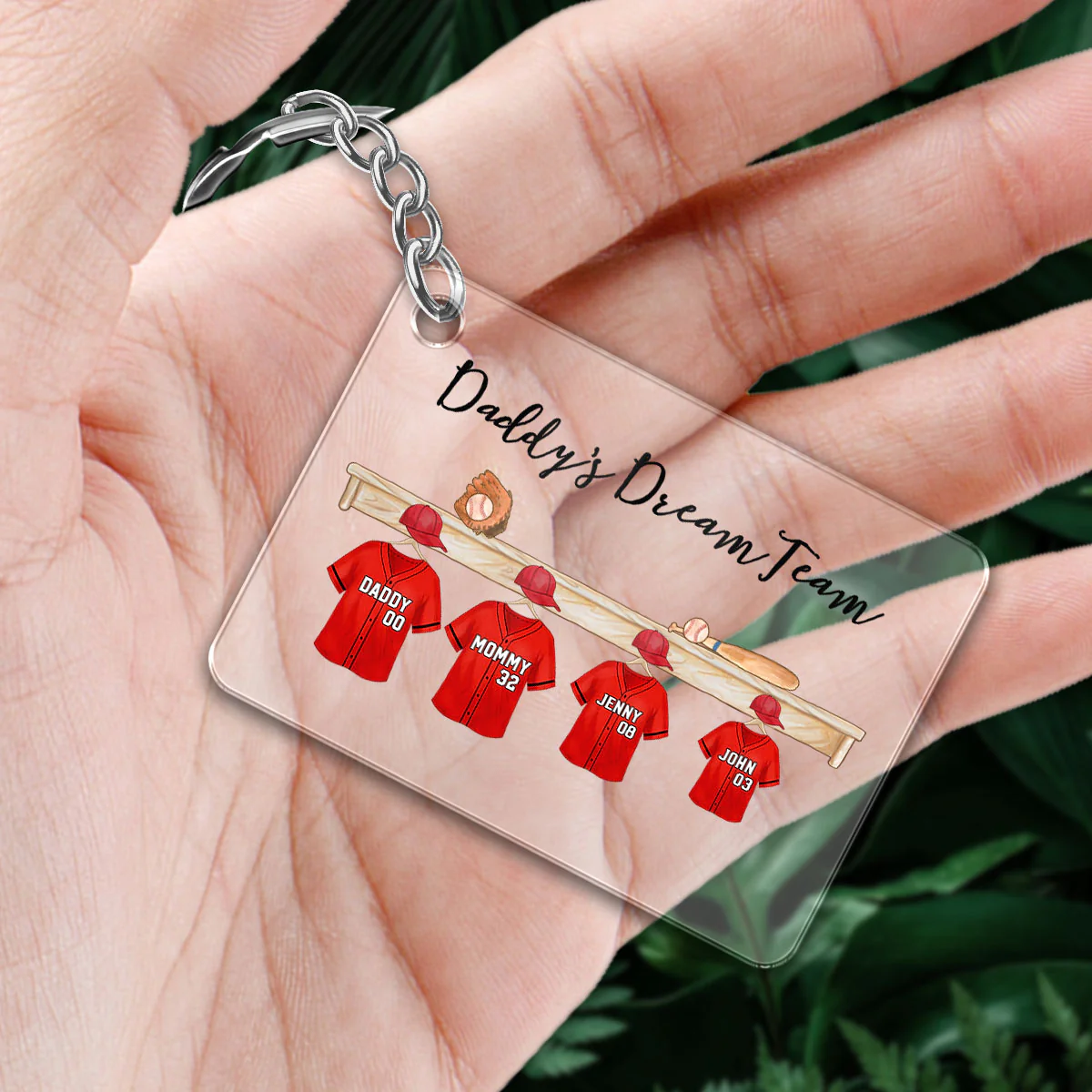 Daddy's Baseball Team Personalized Acrylic Keychain - Image 2
