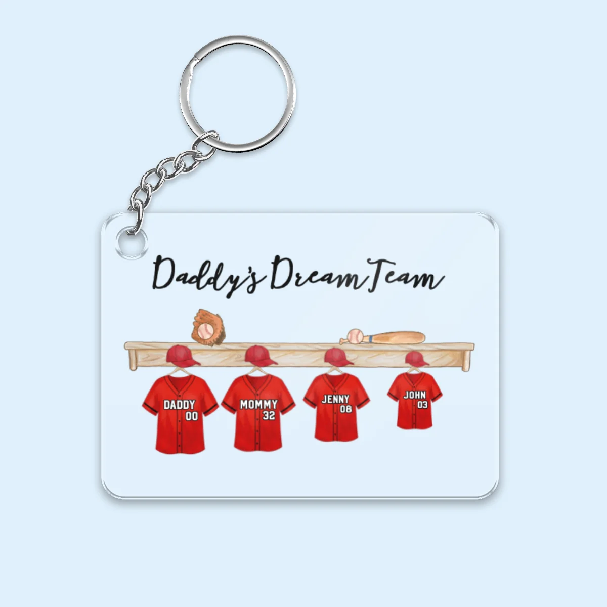 Daddy's Baseball Team Personalized Acrylic Keychain - Image 6