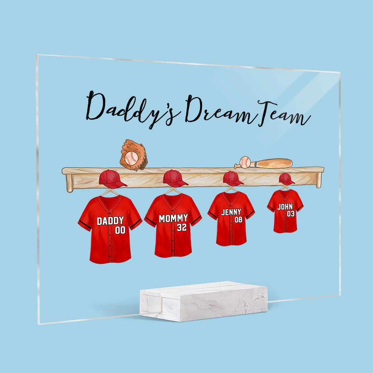 Daddy's Baseball Team Personalized Acrylic Plaque - Image 2
