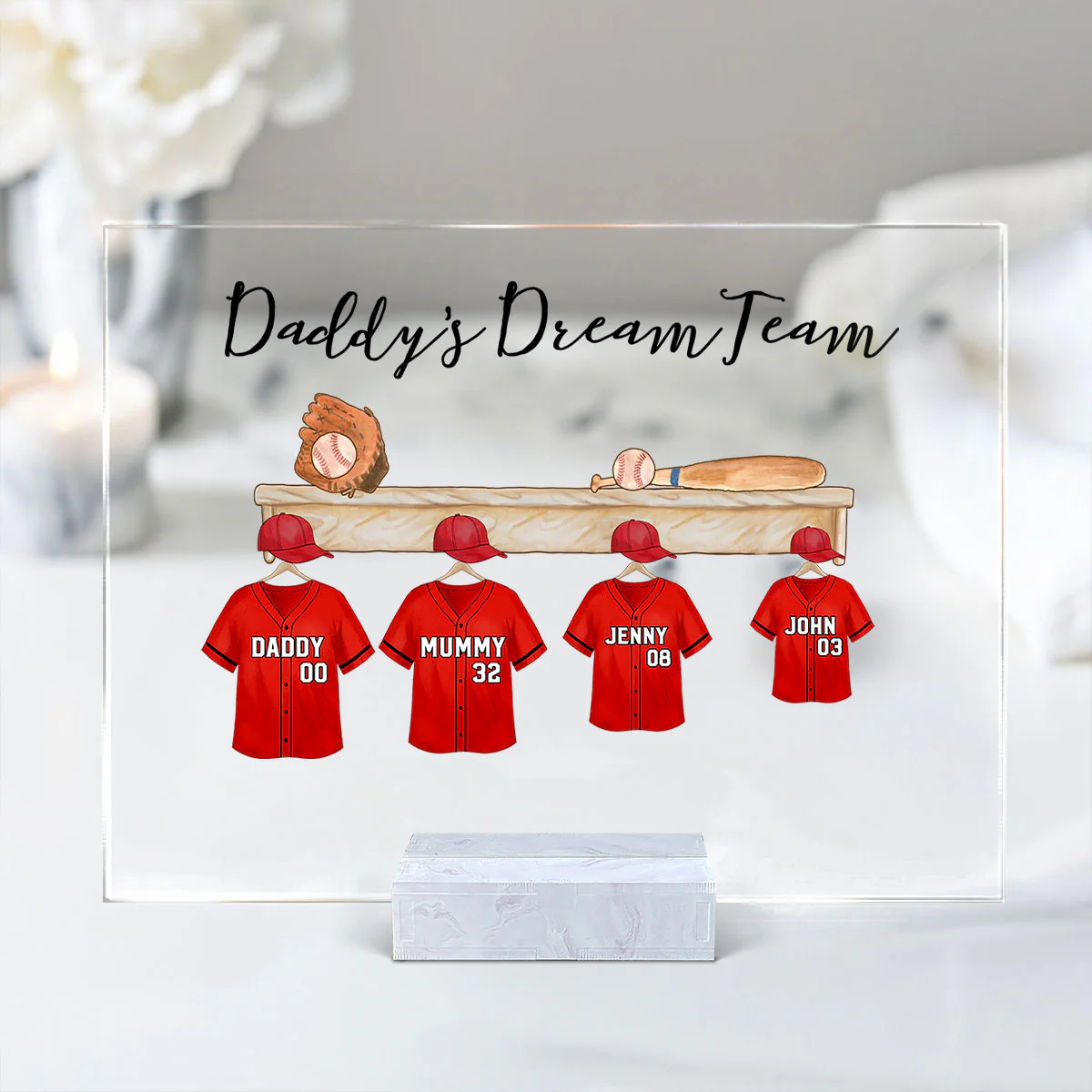 Daddy's Baseball Team Personalized Acrylic Plaque - Image 3