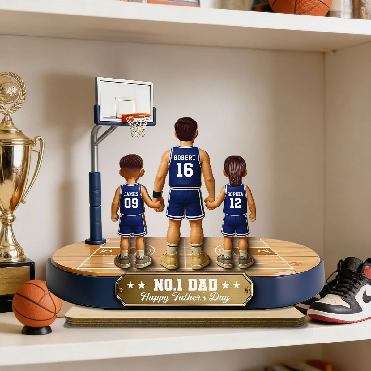 Daddy's Basketball Dream Team - Personalized 2-Layered Wooden Plaque -  Gift For Basketball Dad - Image 10