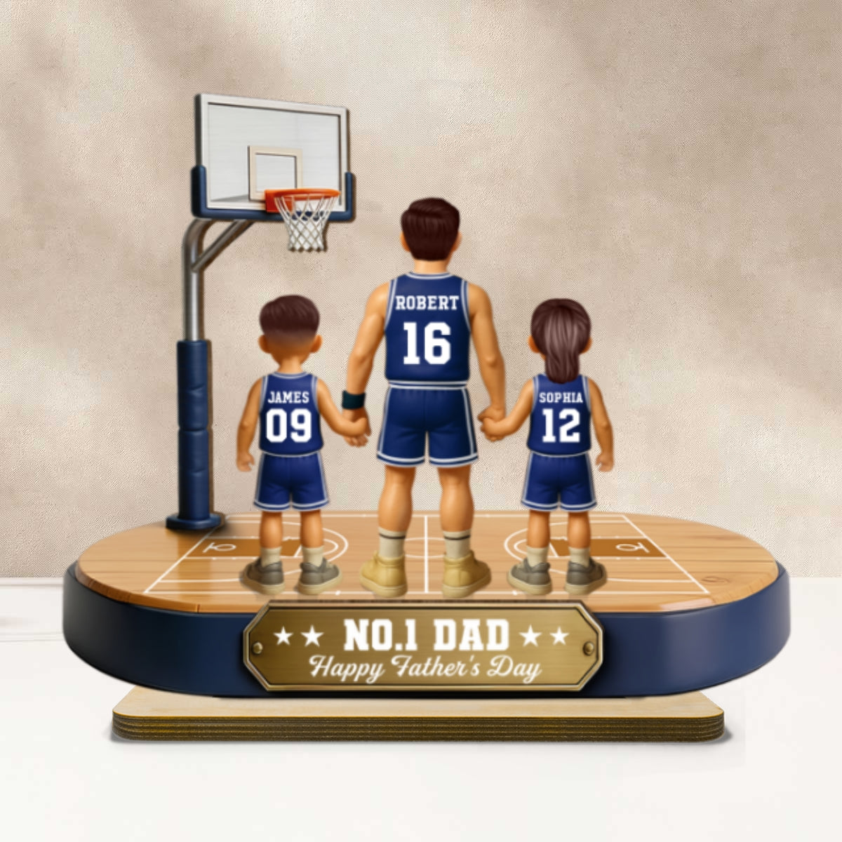 Daddy's Basketball Dream Team - Personalized 2-Layered Wooden Plaque -  Gift For Basketball Dad - Image 11