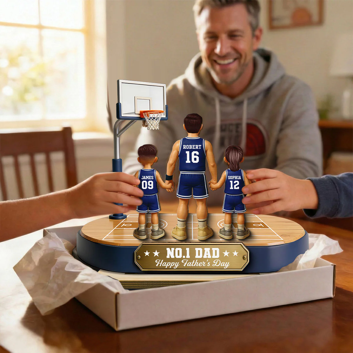 Daddy's Basketball Dream Team - Personalized 2-Layered Wooden Plaque -  Gift For Basketball Dad - Image 4