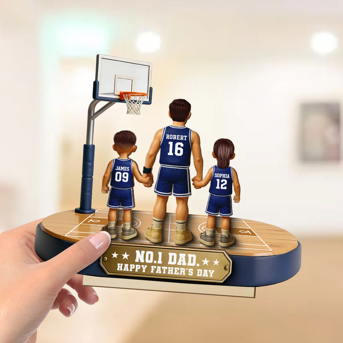 Daddy's Basketball Dream Team - Personalized 2-Layered Wooden Plaque -  Gift For Basketball Dad - Image 5