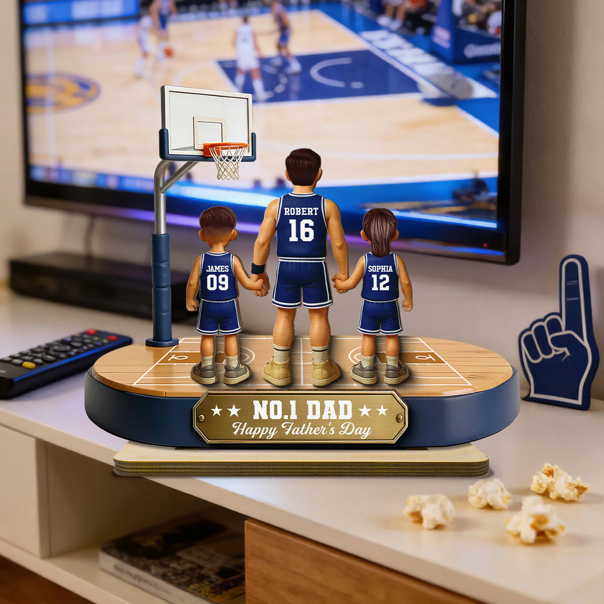 Daddy's Basketball Dream Team - Personalized 2-Layered Wooden Plaque -  Gift For Basketball Dad - Image 9