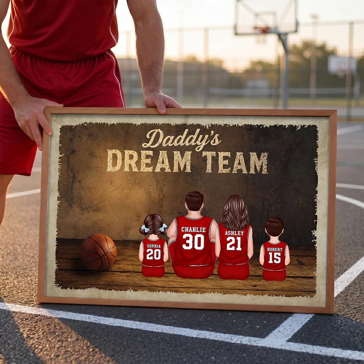 Daddy's Basketball Dream Team - Personalized Poster - Father's Day Gift for Dad, Husband - Image 2