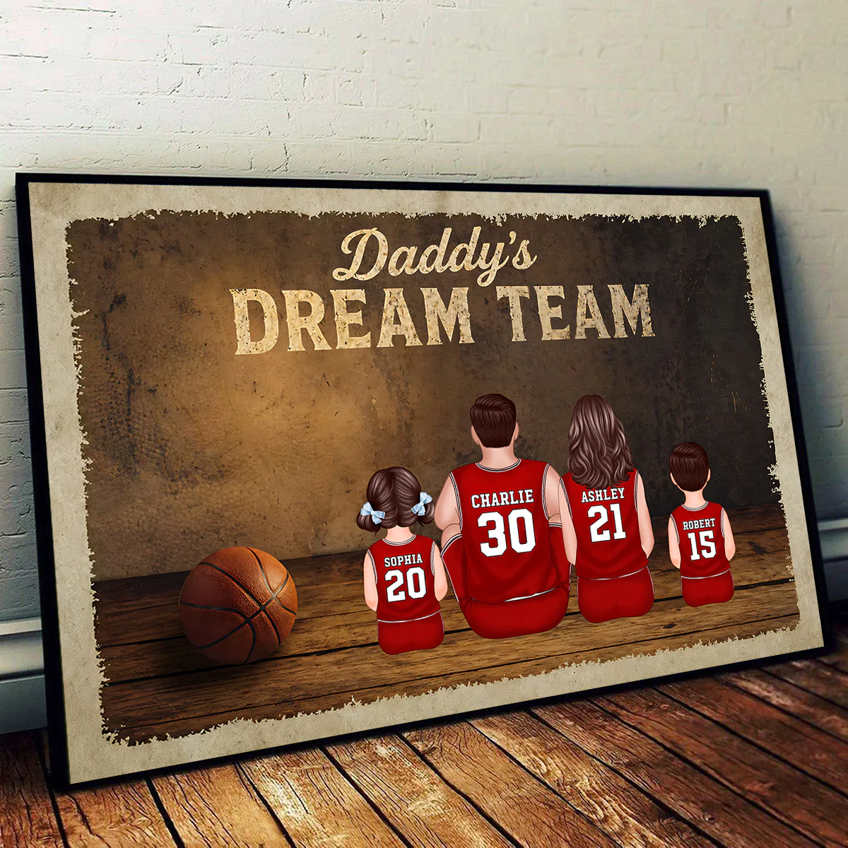 Daddy's Basketball Dream Team - Personalized Poster - Father's Day Gift for Dad, Husband - Image 3