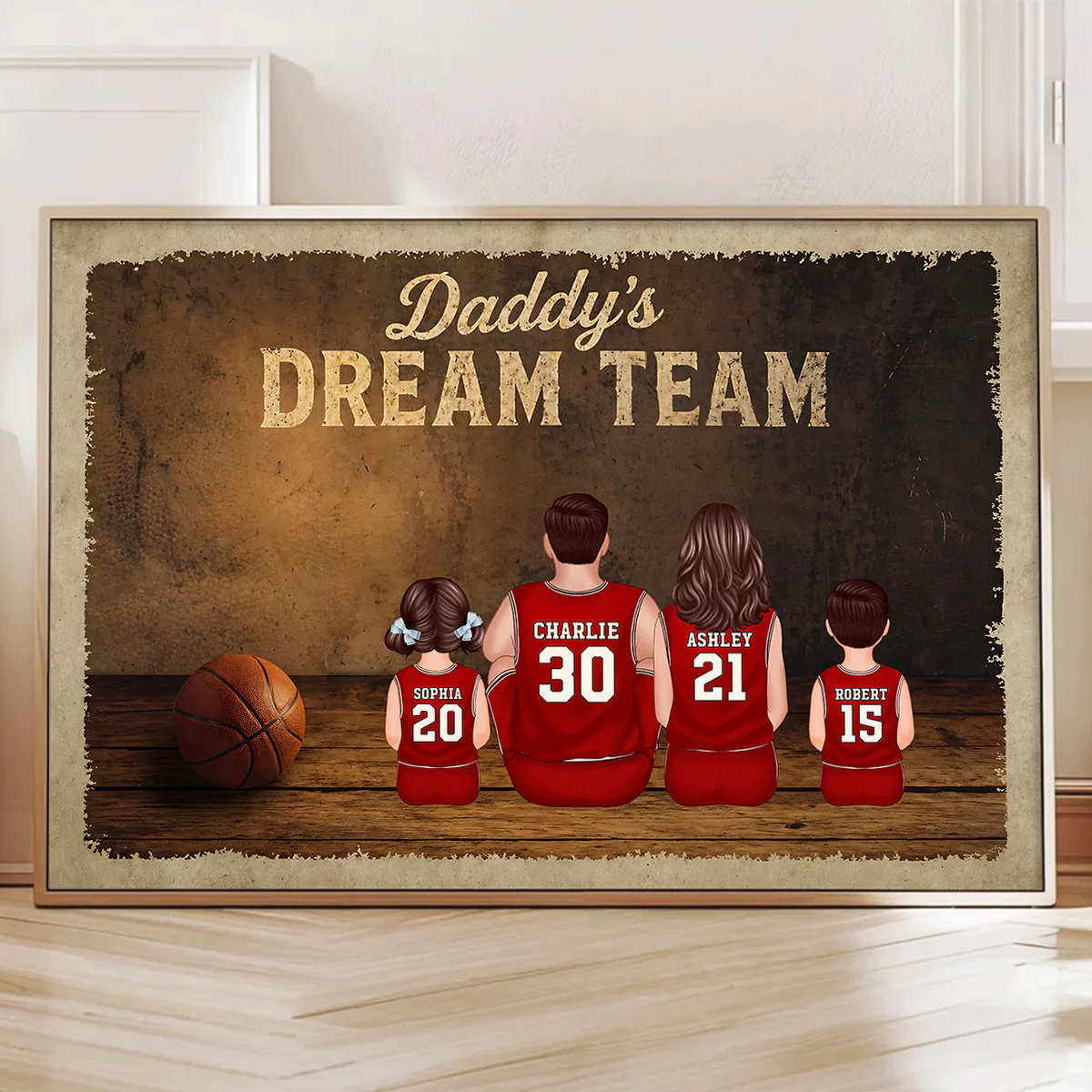 Daddy's Basketball Dream Team - Personalized Poster - Father's Day Gift for Dad, Husband - Image 6