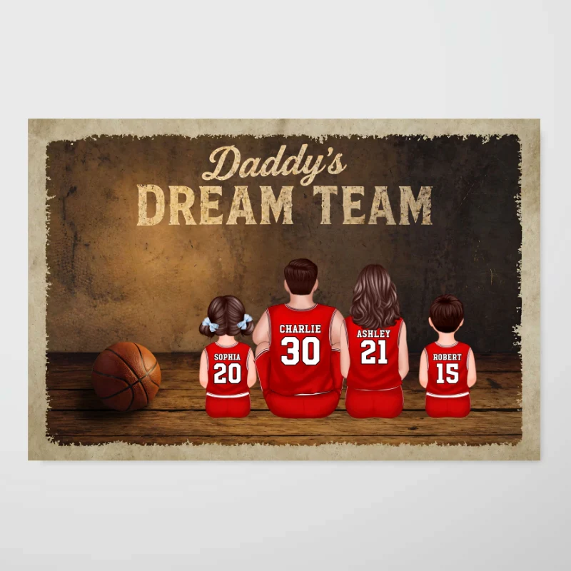 Daddy's Basketball Dream Team - Personalized Poster - Father's Day Gift for Dad, Husband - Image 9