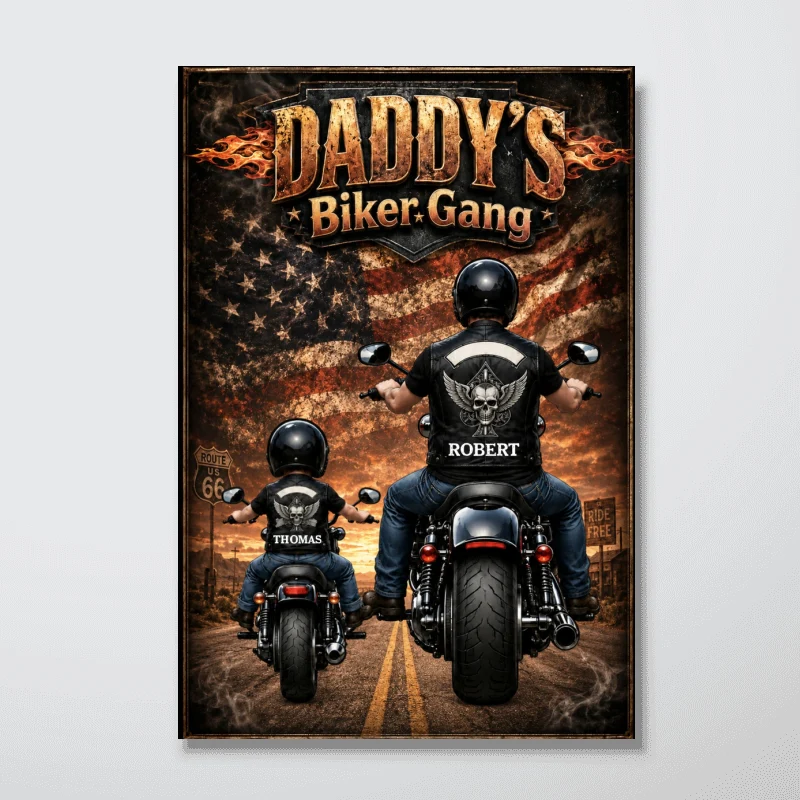 Daddy's Biker Gang - Personalized Poster - Father's Day Gift for Dad, Husband - Image 10