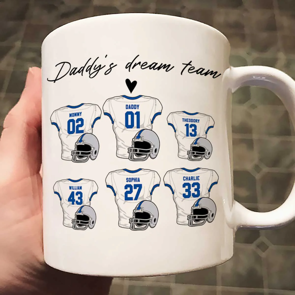 Daddy‘s Dream Team American Football Personalized Mug - Image 6