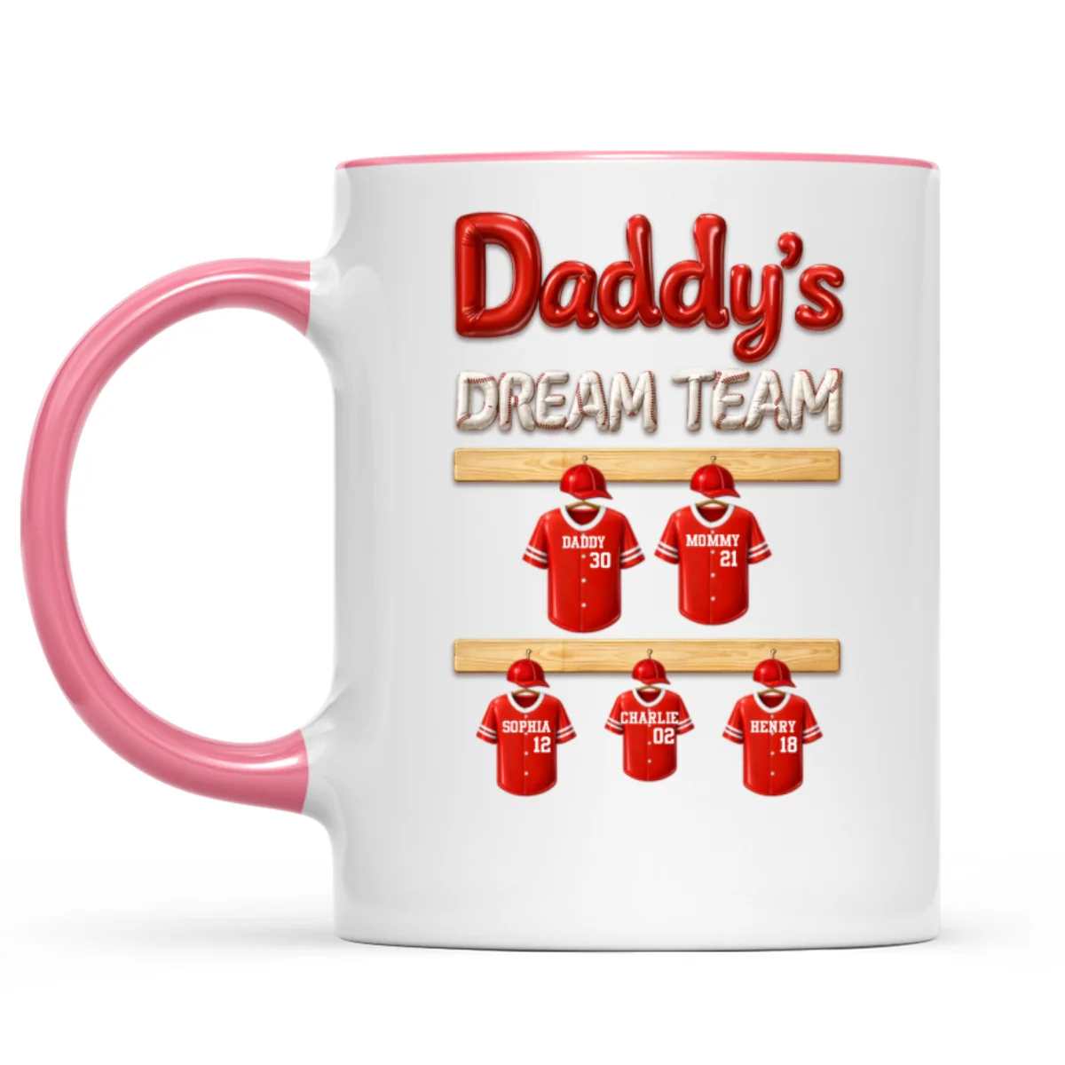Daddy's Dream Team Baseball Family - Personalized Mug - Gift For Dad, Gift For Family - Image 10
