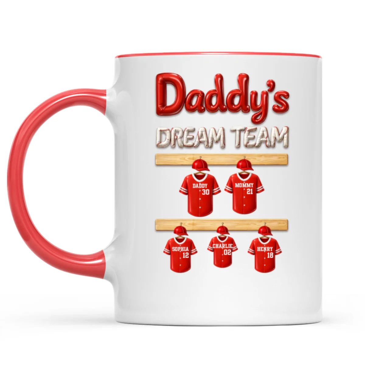 Daddy's Dream Team Baseball Family - Personalized Mug - Gift For Dad, Gift For Family - Image 12
