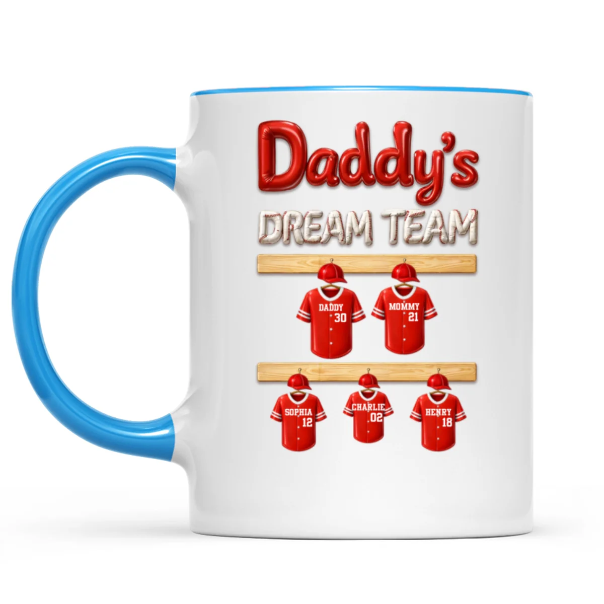 Daddy's Dream Team Baseball Family - Personalized Mug - Gift For Dad, Gift For Family - Image 8