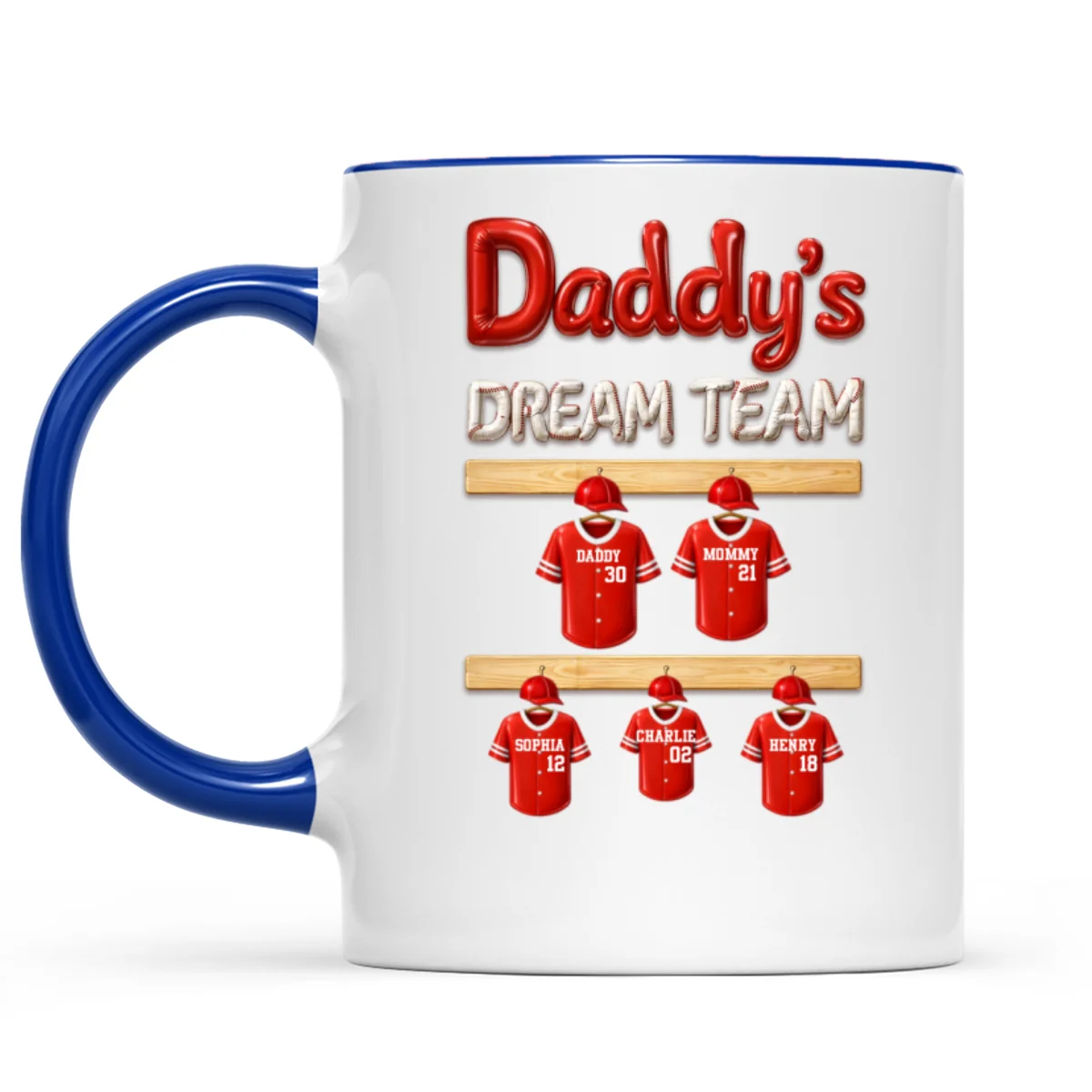 Daddy's Dream Team Baseball Family - Personalized Mug - Gift For Dad, Gift For Family - Image 9