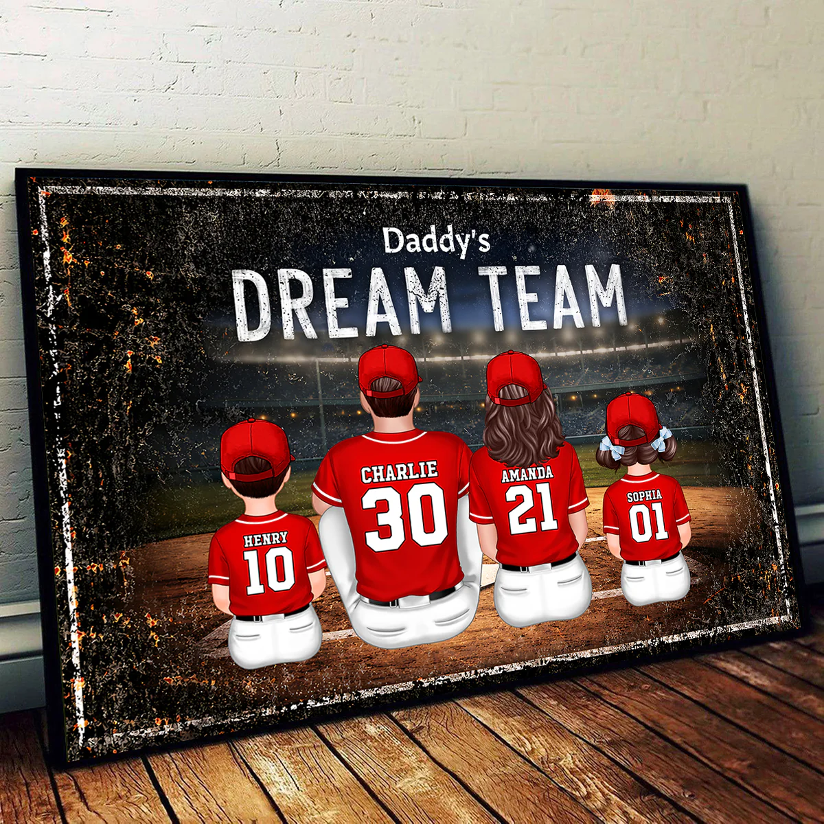 Daddy's Dream Team Baseball - Personalized Poster - Father's Day Gift for Dad, Husband - Image 5
