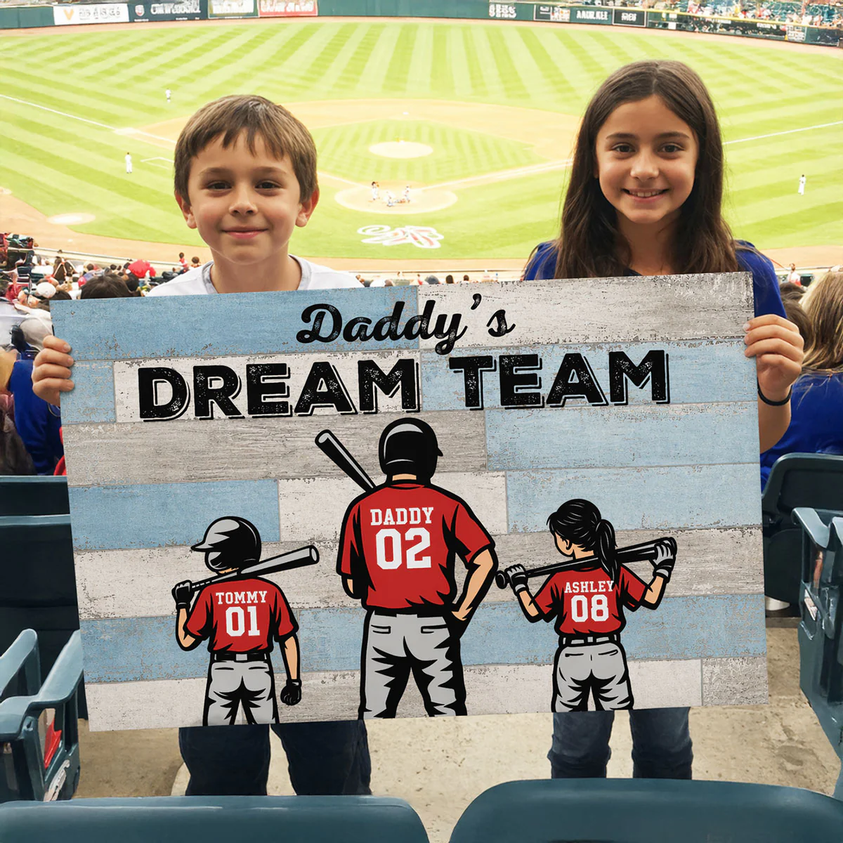 Daddy's Dream Team Baseball Retro Background - Personalized Poster - Father's Day Gift for Dad, Husband - Image 7