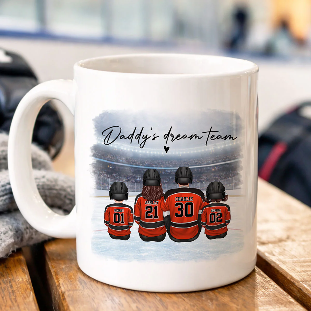Daddy's Dream Team Hockey Family - Personalized Mug - Gift For Hockey Family