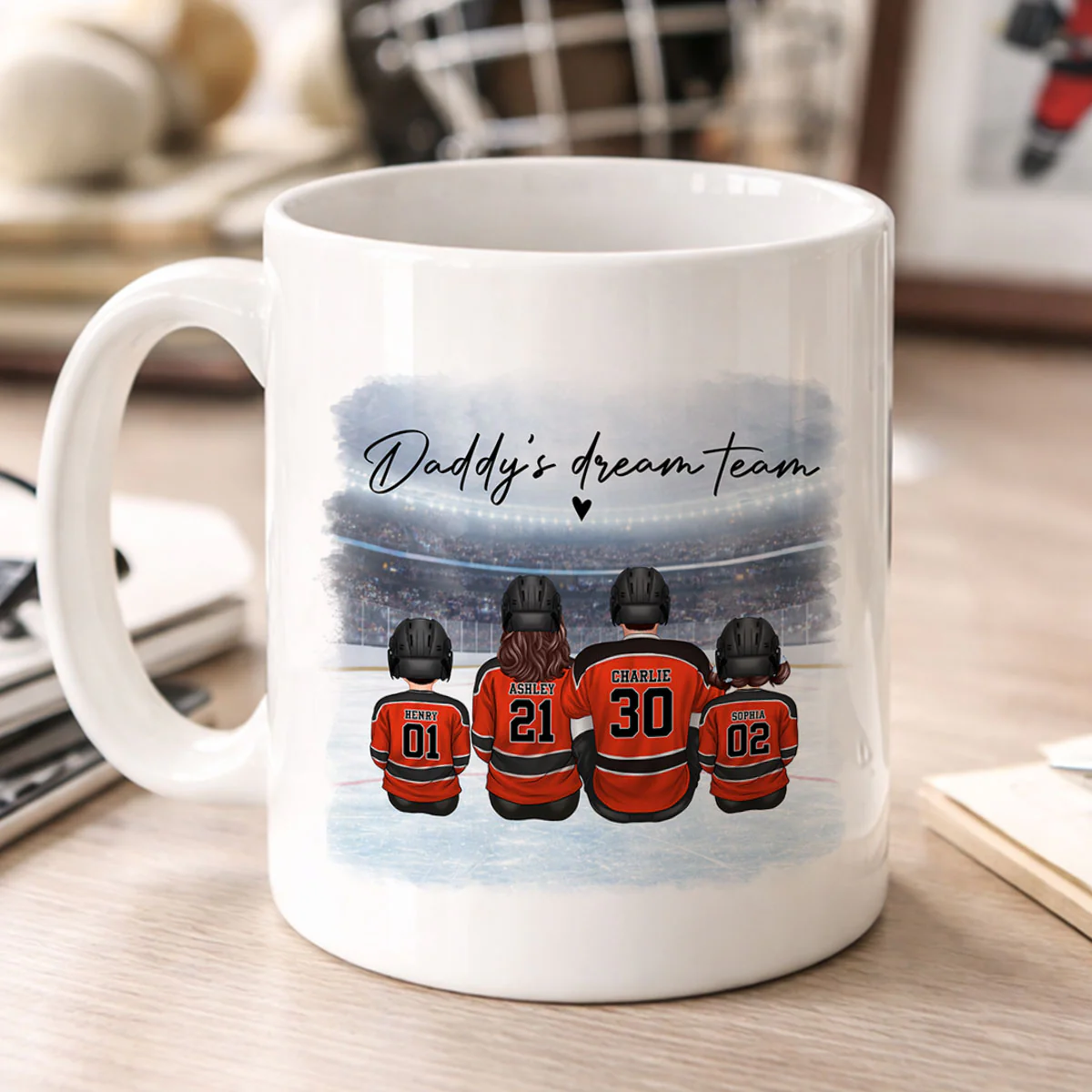 Daddy's Dream Team Hockey Family - Personalized Mug - Gift For Hockey Family - Image 3