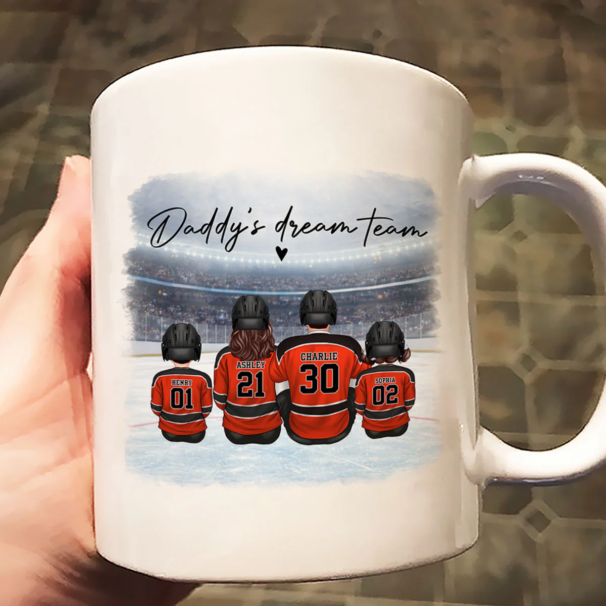 Daddy's Dream Team Hockey Family - Personalized Mug - Gift For Hockey Family - Image 4