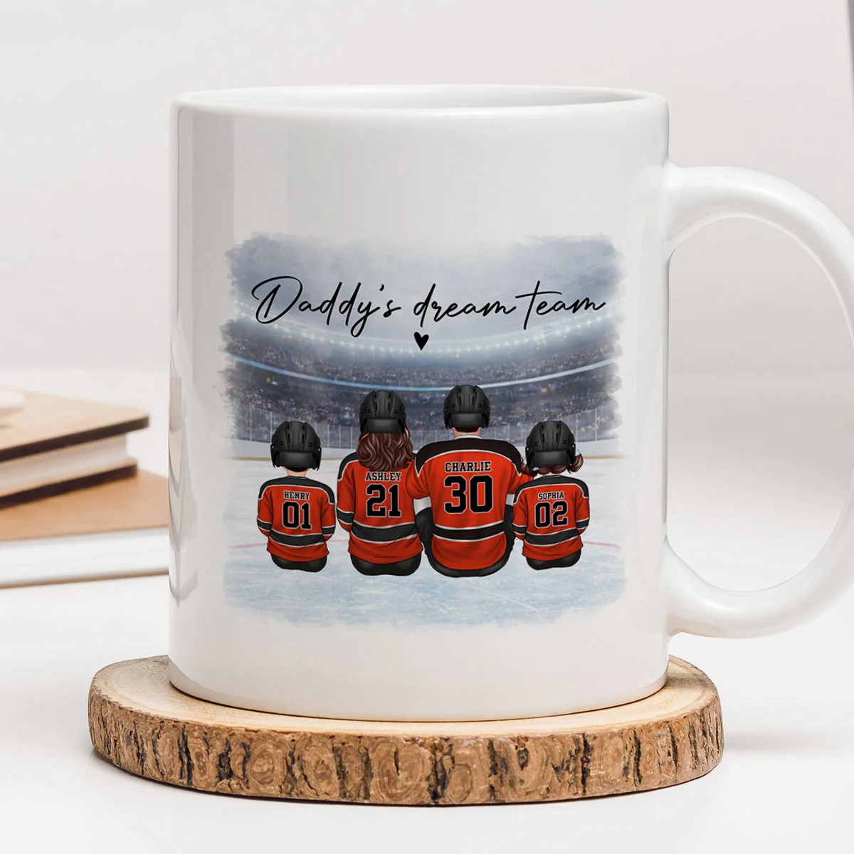 Daddy's Dream Team Hockey Family - Personalized Mug - Gift For Hockey Family - Image 5