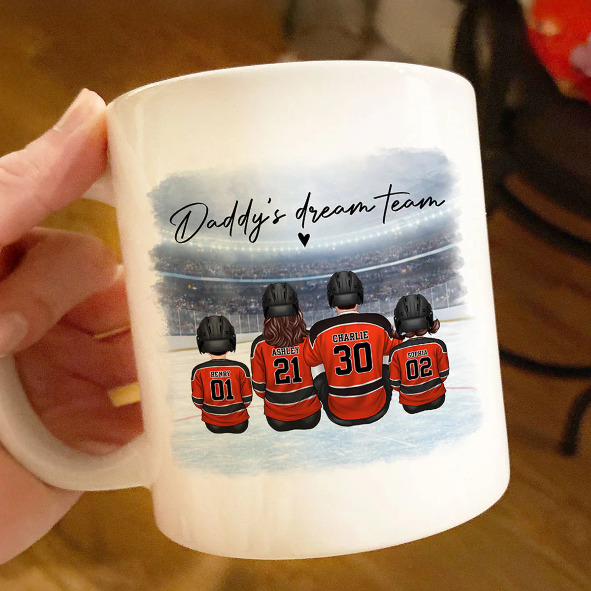 Daddy's Dream Team Hockey Family - Personalized Mug - Gift For Hockey Family - Image 6