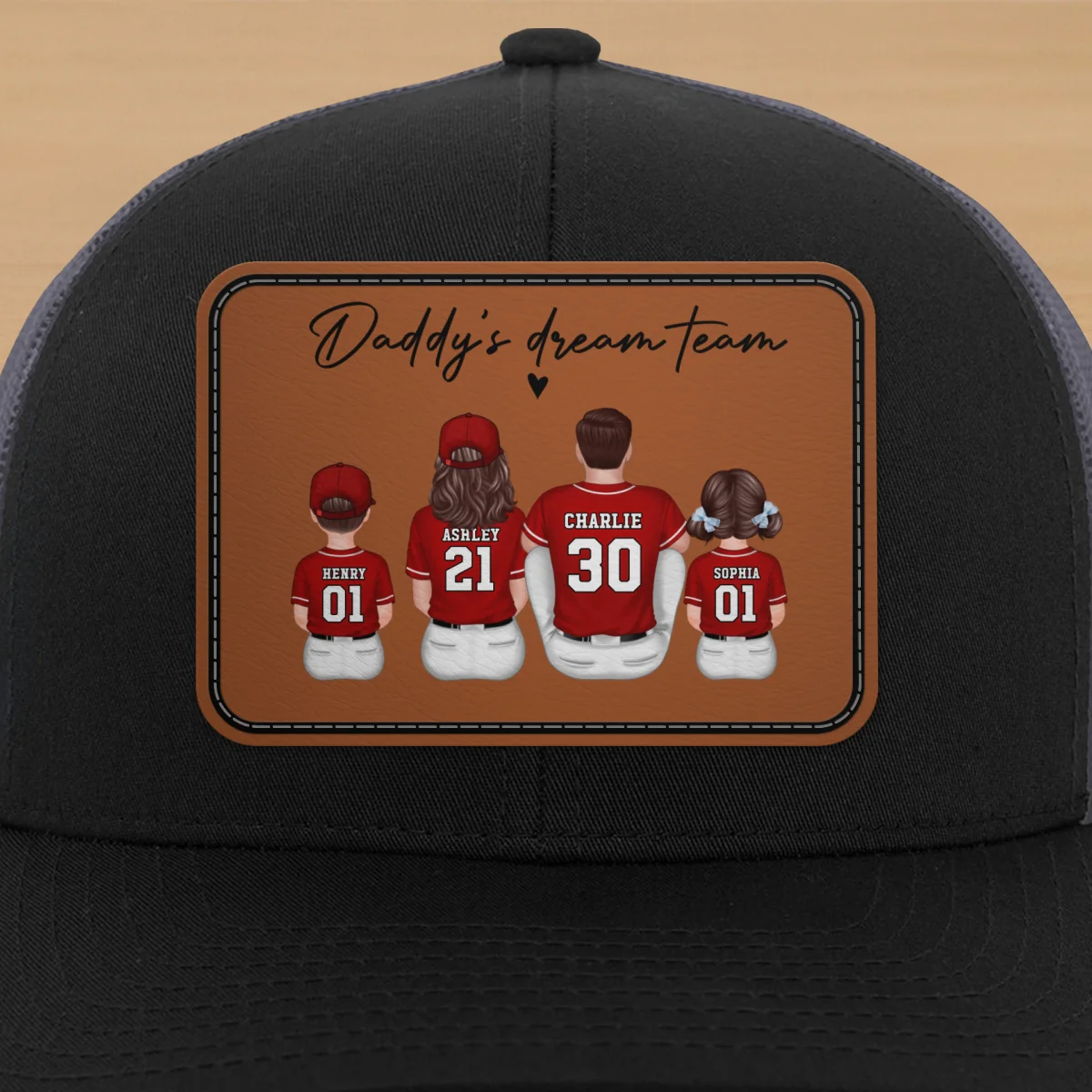 Daddy's Dream Team Personalized Trucker Hat, Father's Day Snapback Baseball Hat Gift for Baseball Dads - Image 13