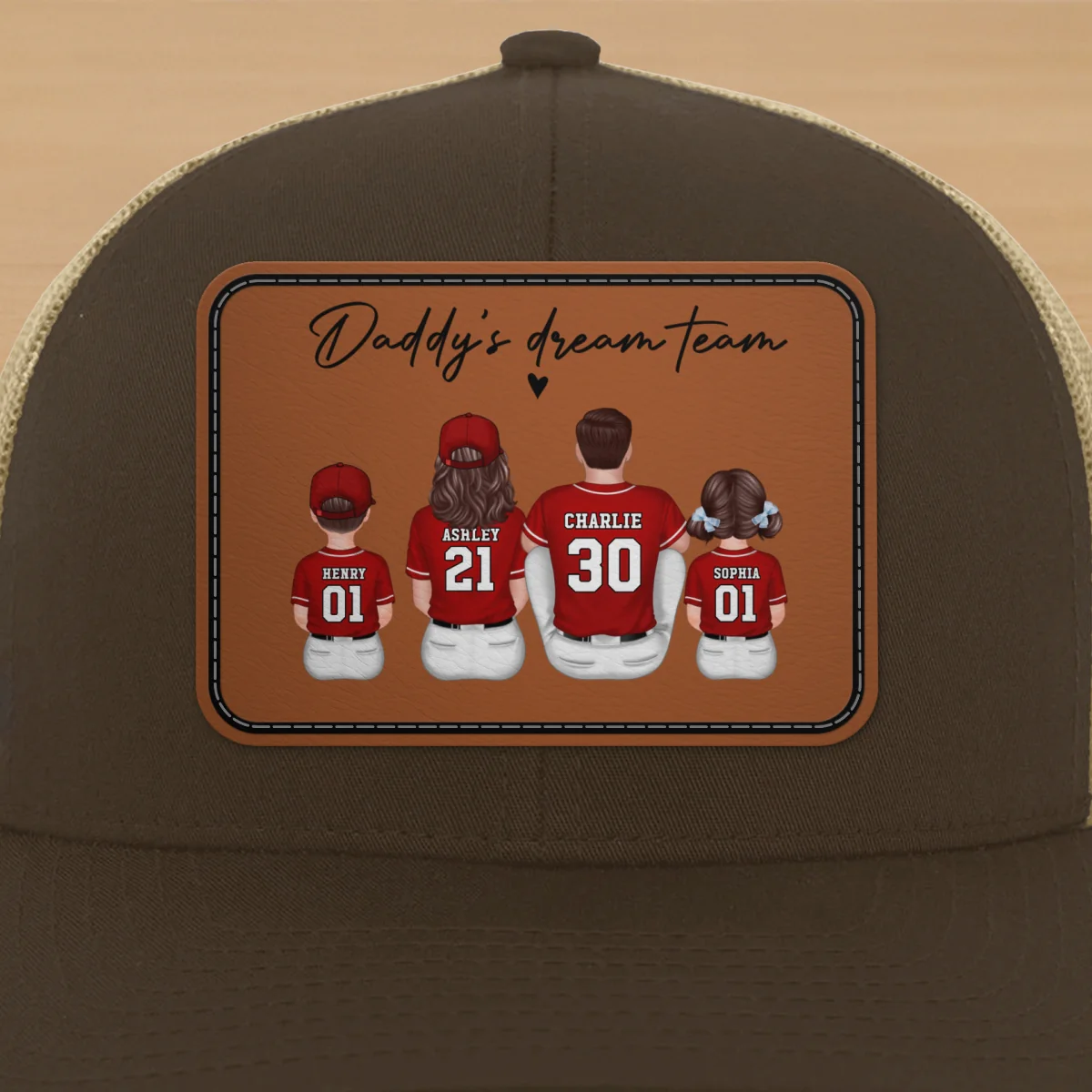 Daddy's Dream Team Personalized Trucker Hat, Father's Day Snapback Baseball Hat Gift for Baseball Dads - Image 14