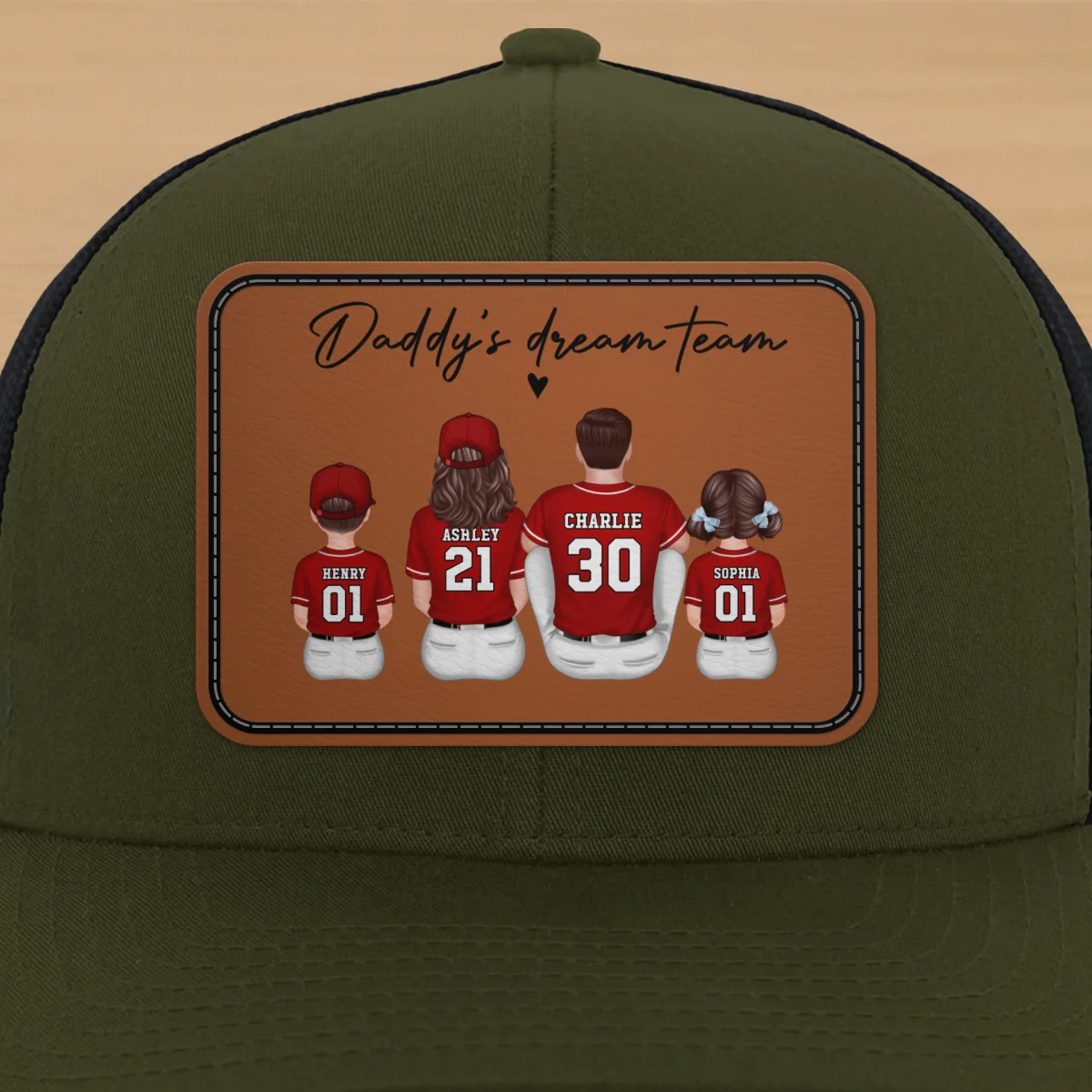 Daddy's Dream Team Personalized Trucker Hat, Father's Day Snapback Baseball Hat Gift for Baseball Dads - Image 15
