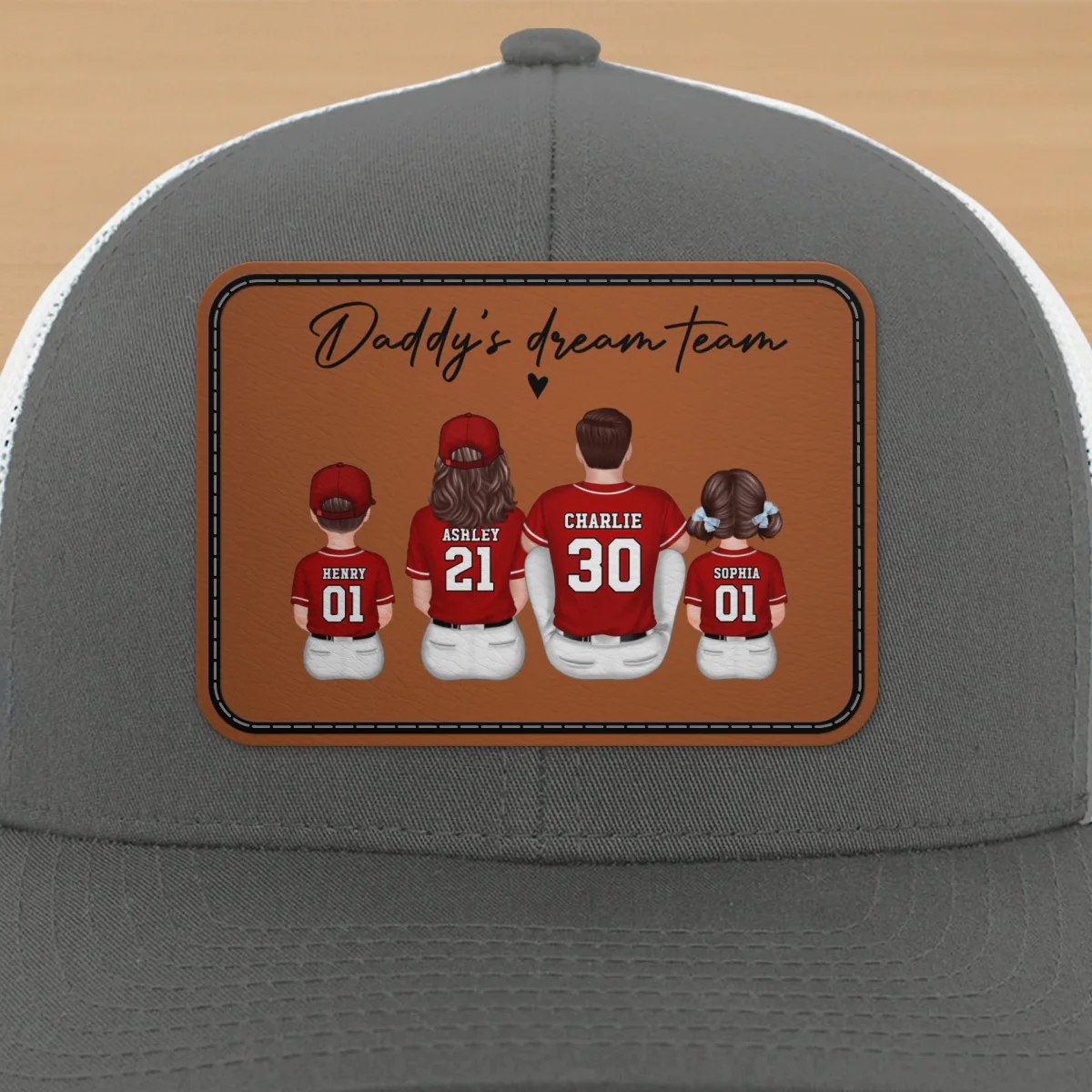 Daddy's Dream Team Personalized Trucker Hat, Father's Day Snapback Baseball Hat Gift for Baseball Dads - Image 16