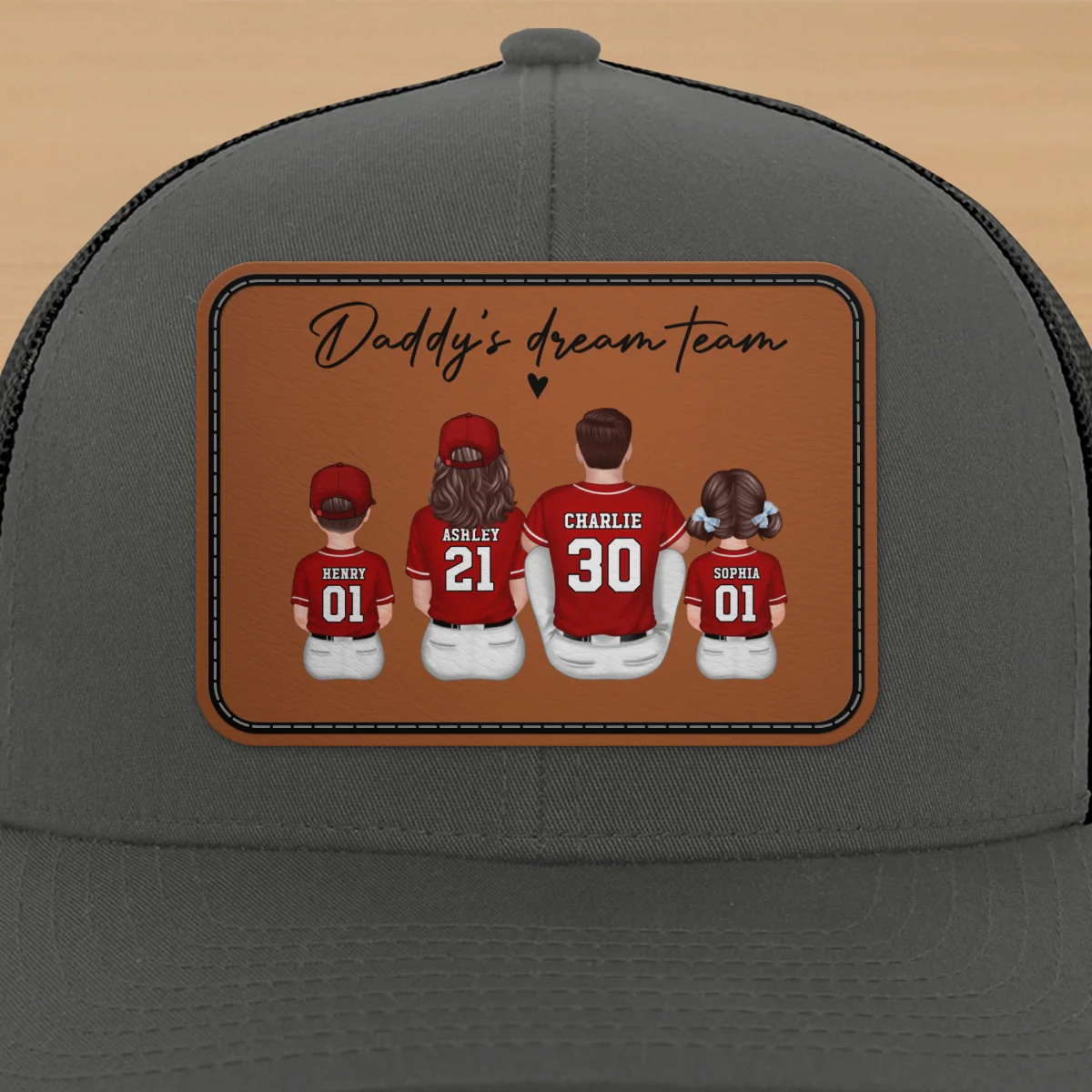 Daddy's Dream Team Personalized Trucker Hat, Father's Day Snapback Baseball Hat Gift for Baseball Dads - Image 17