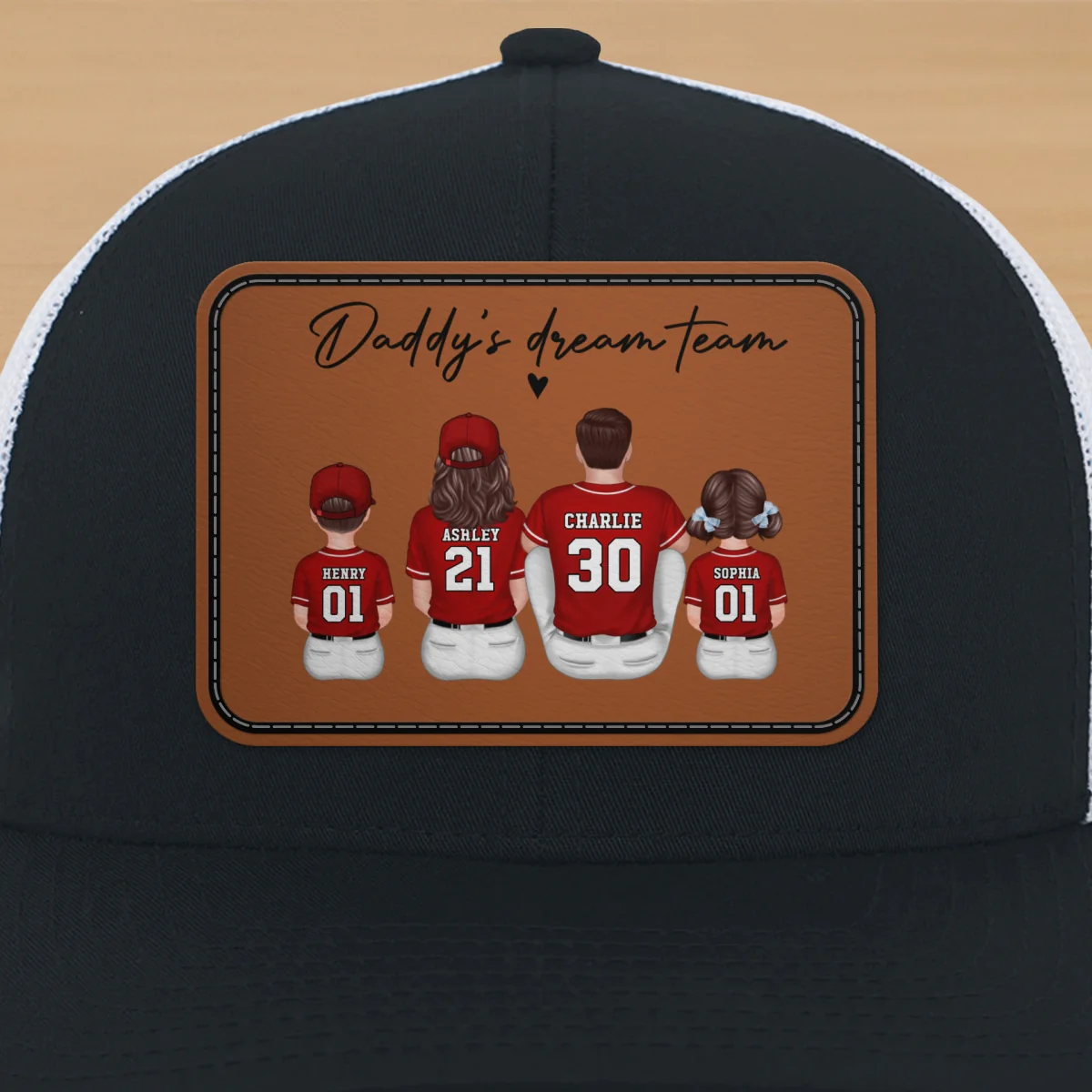 Daddy's Dream Team Personalized Trucker Hat, Father's Day Snapback Baseball Hat Gift for Baseball Dads - Image 18