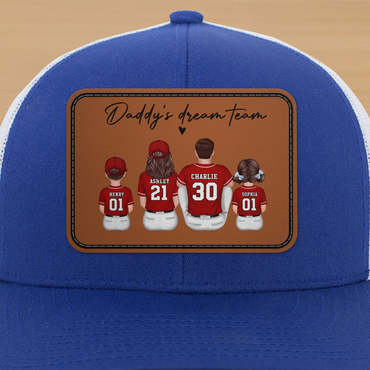 Daddy's Dream Team Personalized Trucker Hat, Father's Day Snapback Baseball Hat Gift for Baseball Dads - Image 19