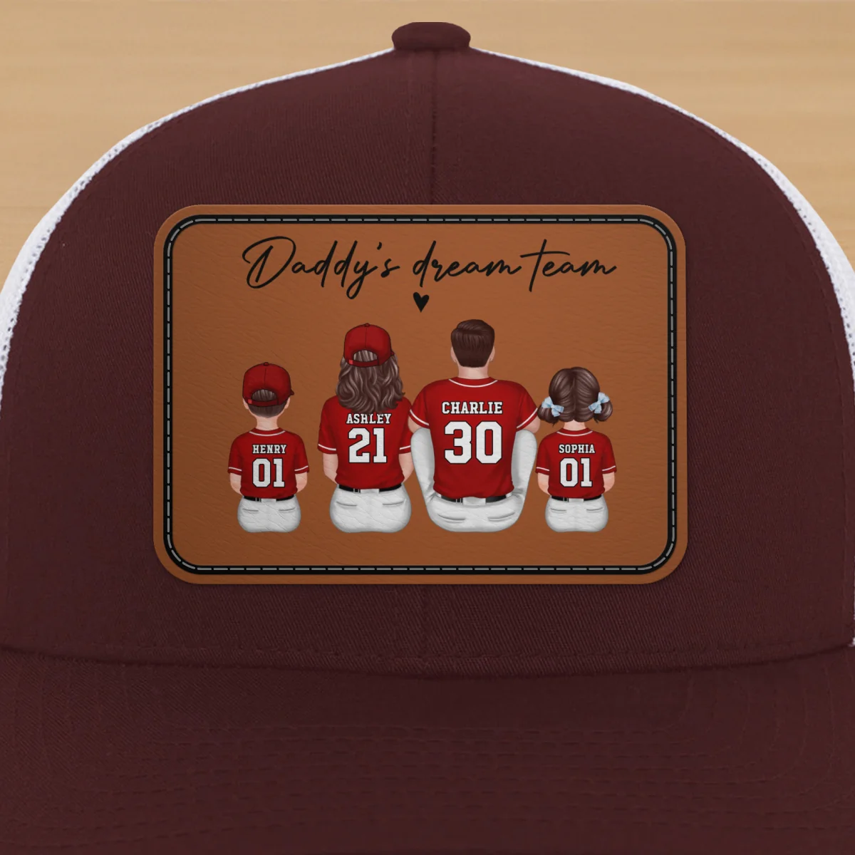 Daddy's Dream Team Personalized Trucker Hat, Father's Day Snapback Baseball Hat Gift for Baseball Dads - Image 20