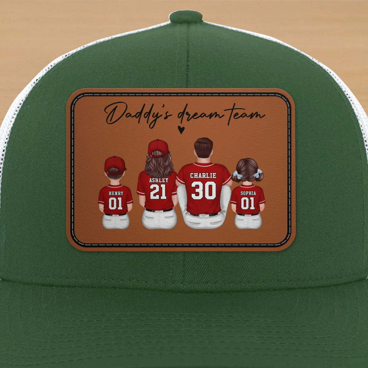 Daddy's Dream Team Personalized Trucker Hat, Father's Day Snapback Baseball Hat Gift for Baseball Dads - Image 21
