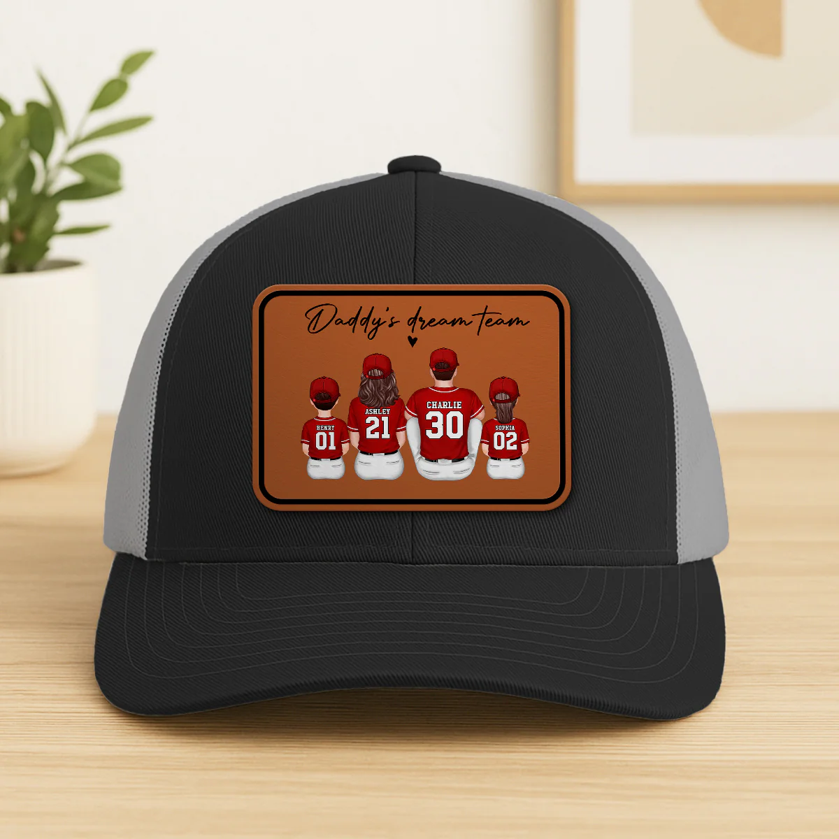 Daddy's Dream Team Personalized Trucker Hat, Father's Day Snapback Baseball Hat Gift for Baseball Dads - Image 6