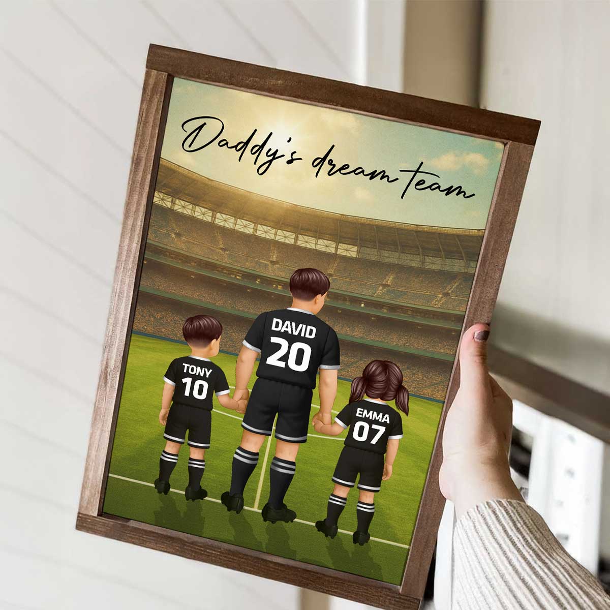 Daddy's Dream Team Soccer Dad Man & Kids Personalized Poster - Image 6