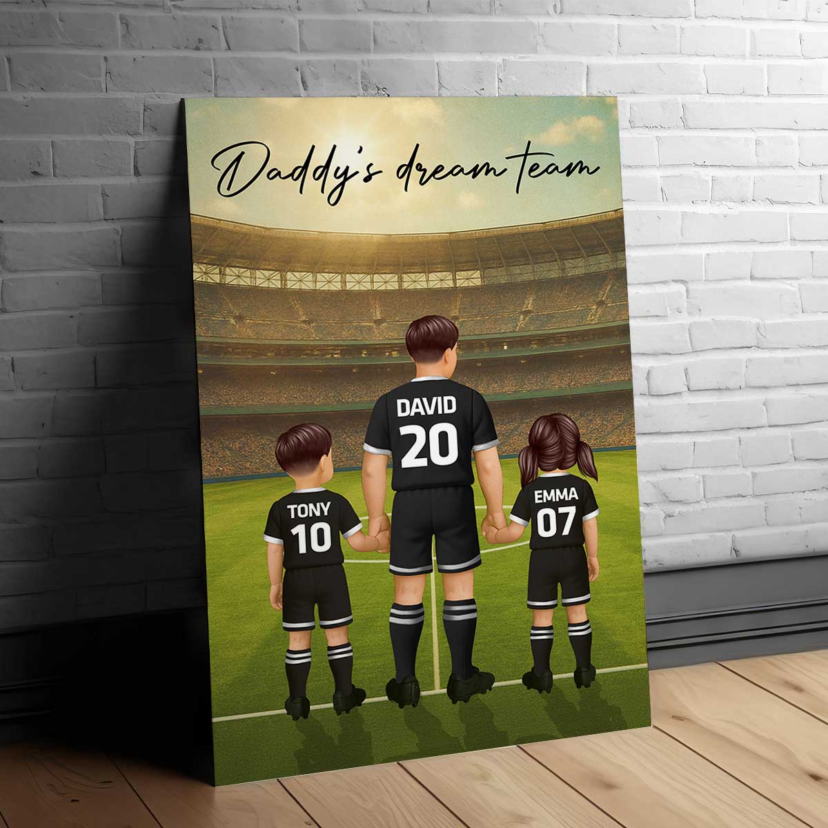 Daddy's Dream Team Soccer Dad Man & Kids Personalized Poster - Image 8