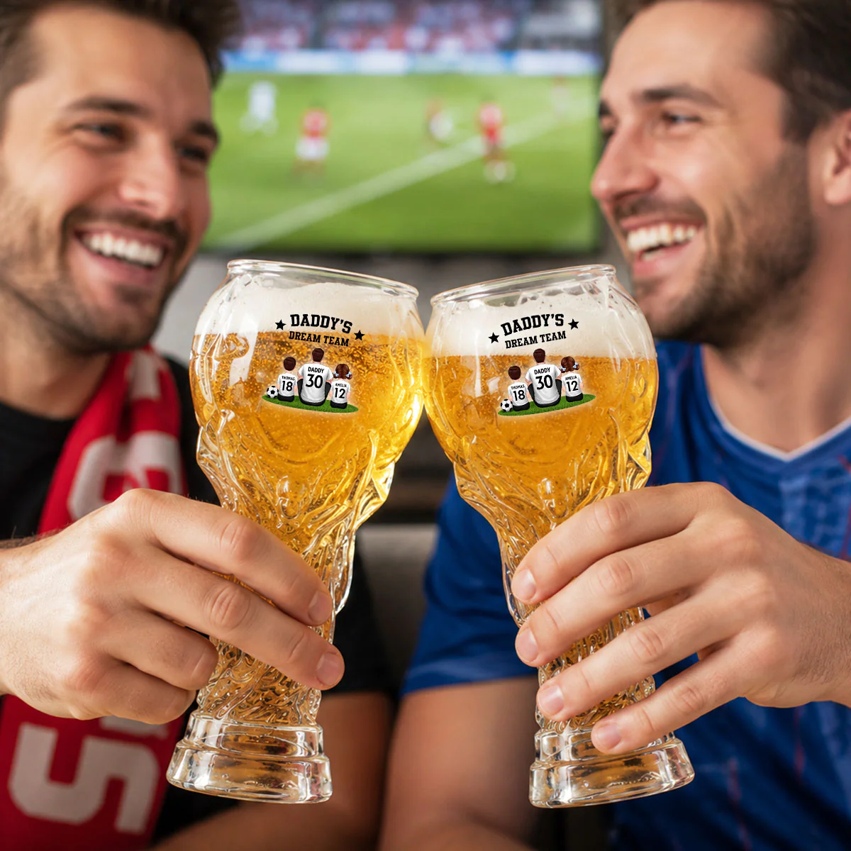 Daddy's Dream Team World Cup 2026 Football - Personalized Trophy Beer Glass - Match Day Beer Glass, Birthday Gift for Him, Gift for Dad - Image 9