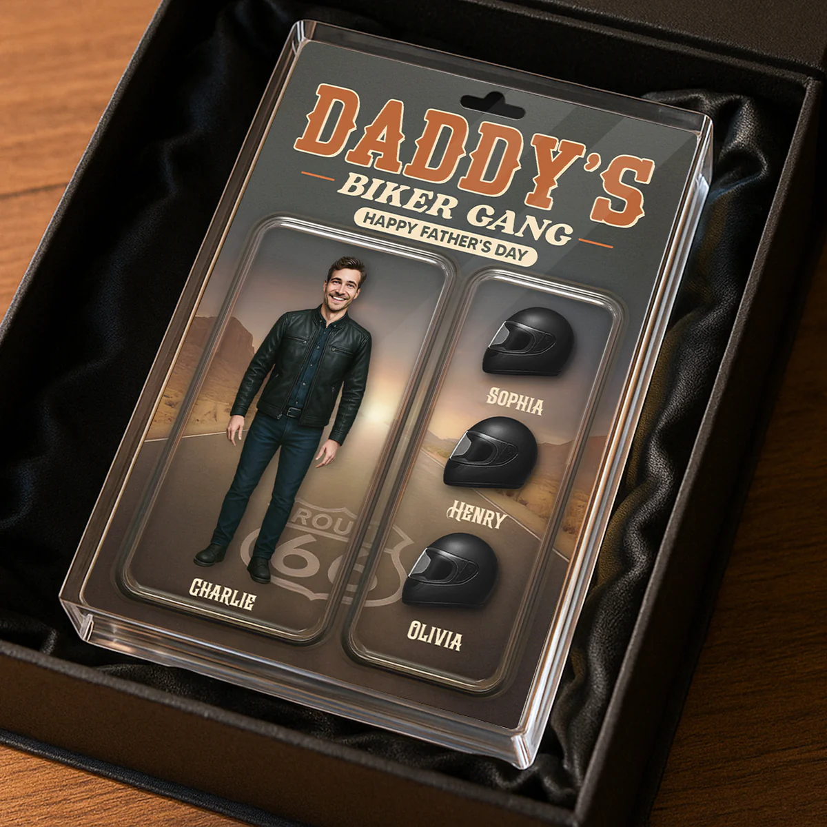 Daddy's Grandpa's Biker Gang Custom Figure 3D Effect Personalized Rectangle Flat Acrylic Block Plaque - Image 7