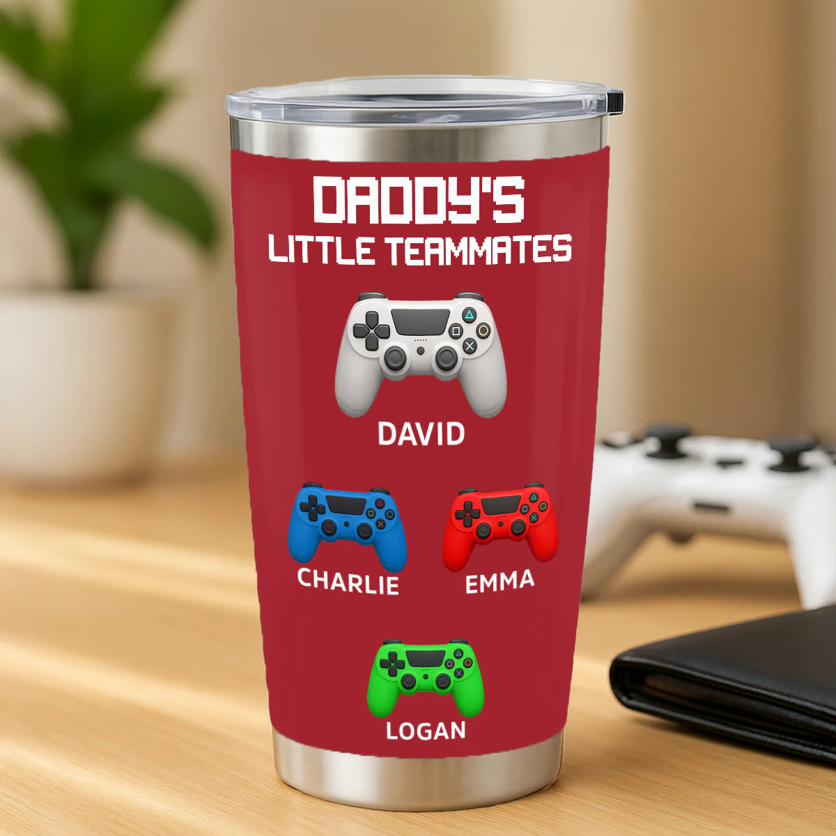 Daddy's Little Teammates Personalized Tumbler, Father's Day Gift for Gamer Dads - Image 2