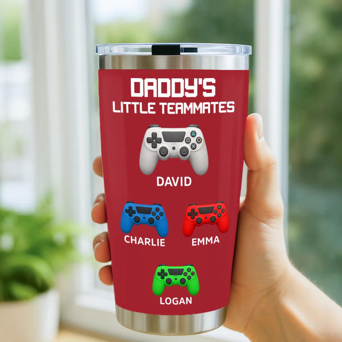 Daddy's Little Teammates Personalized Tumbler, Father's Day Gift for Gamer Dads - Image 4