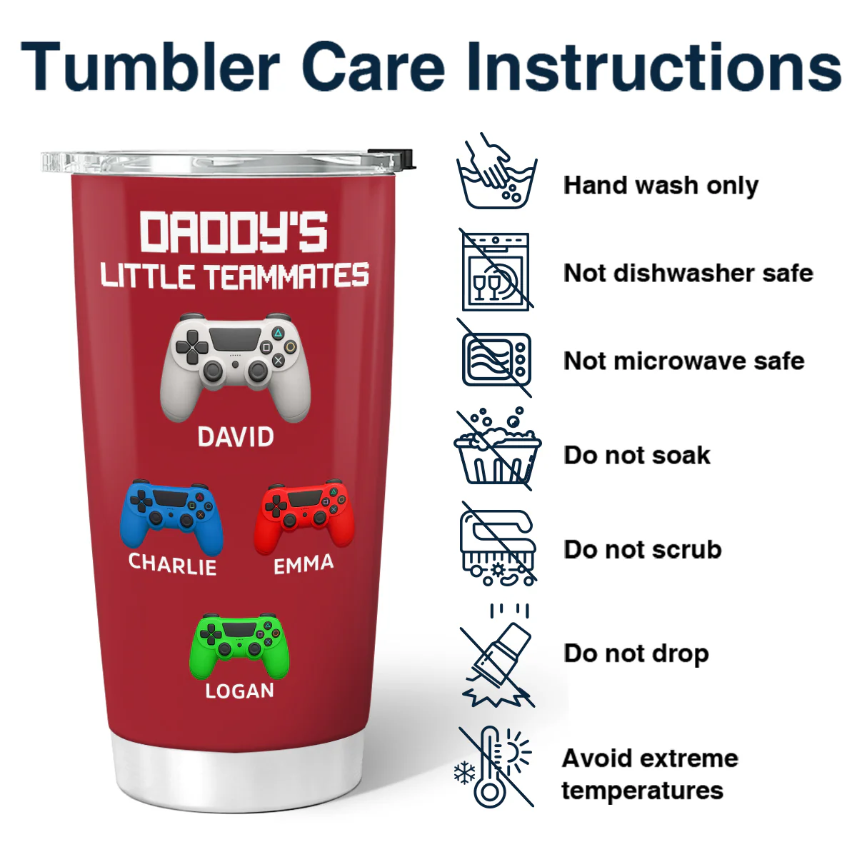 Daddy's Little Teammates Personalized Tumbler, Father's Day Gift for Gamer Dads - Image 6