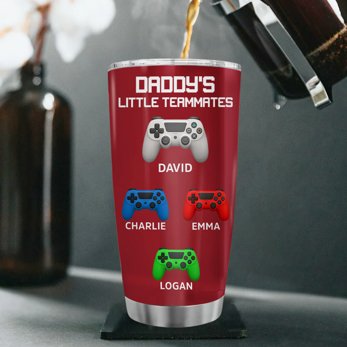 Daddy's Little Teammates Personalized Tumbler, Father's Day Gift for Gamer Dads - Image 7