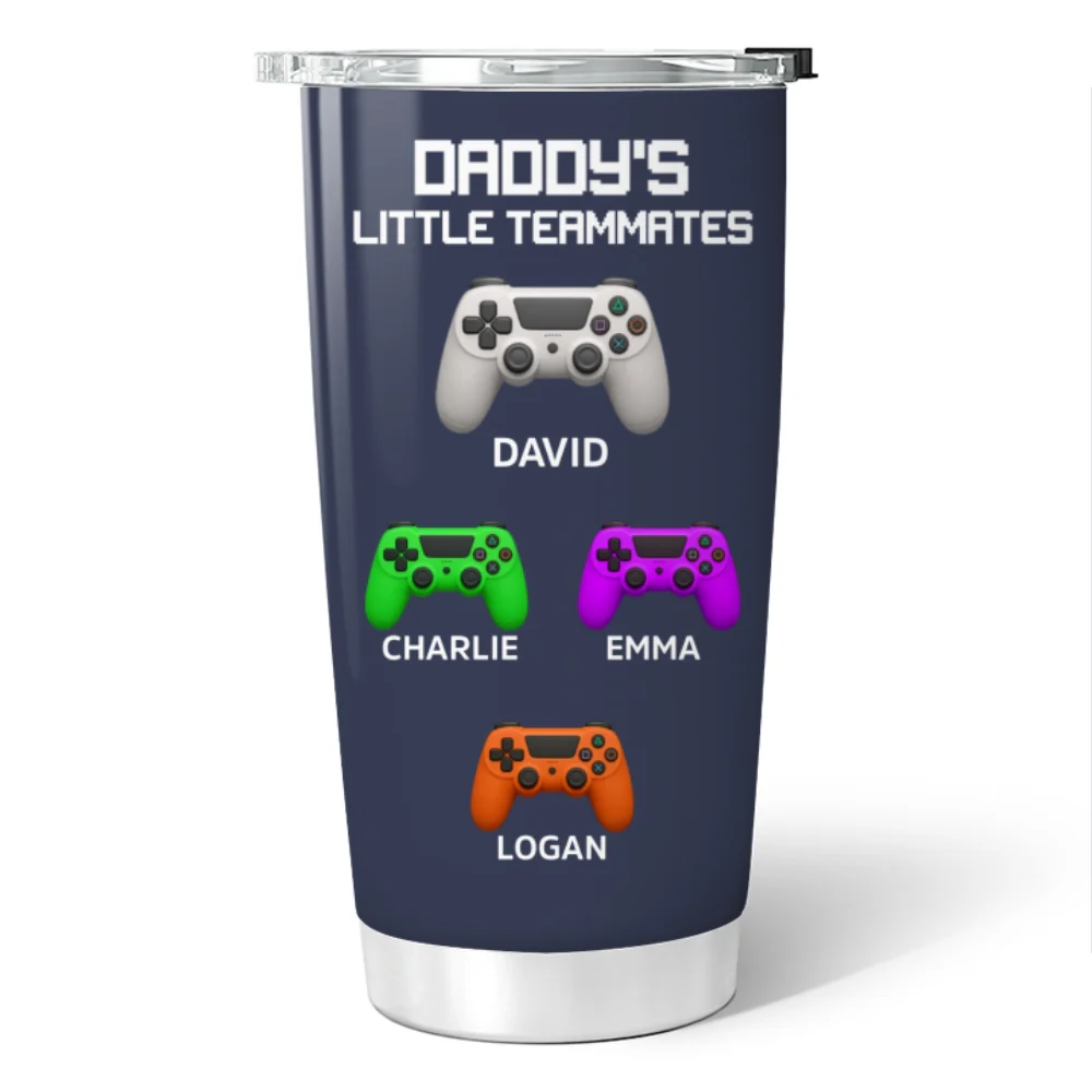 Daddy's Little Teammates Personalized Tumbler, Father's Day Gift for Gamer Dads - Image 8