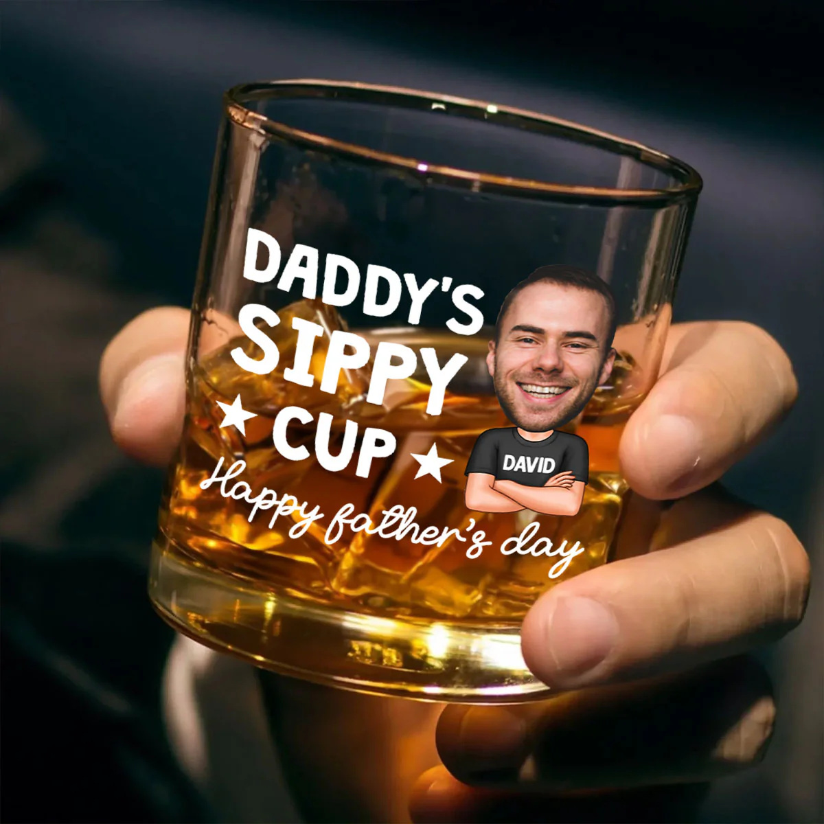 Daddy's Sippy Cup Happy Father's Day Personalized Whiskey Glass, Gift For Dad - Image 2