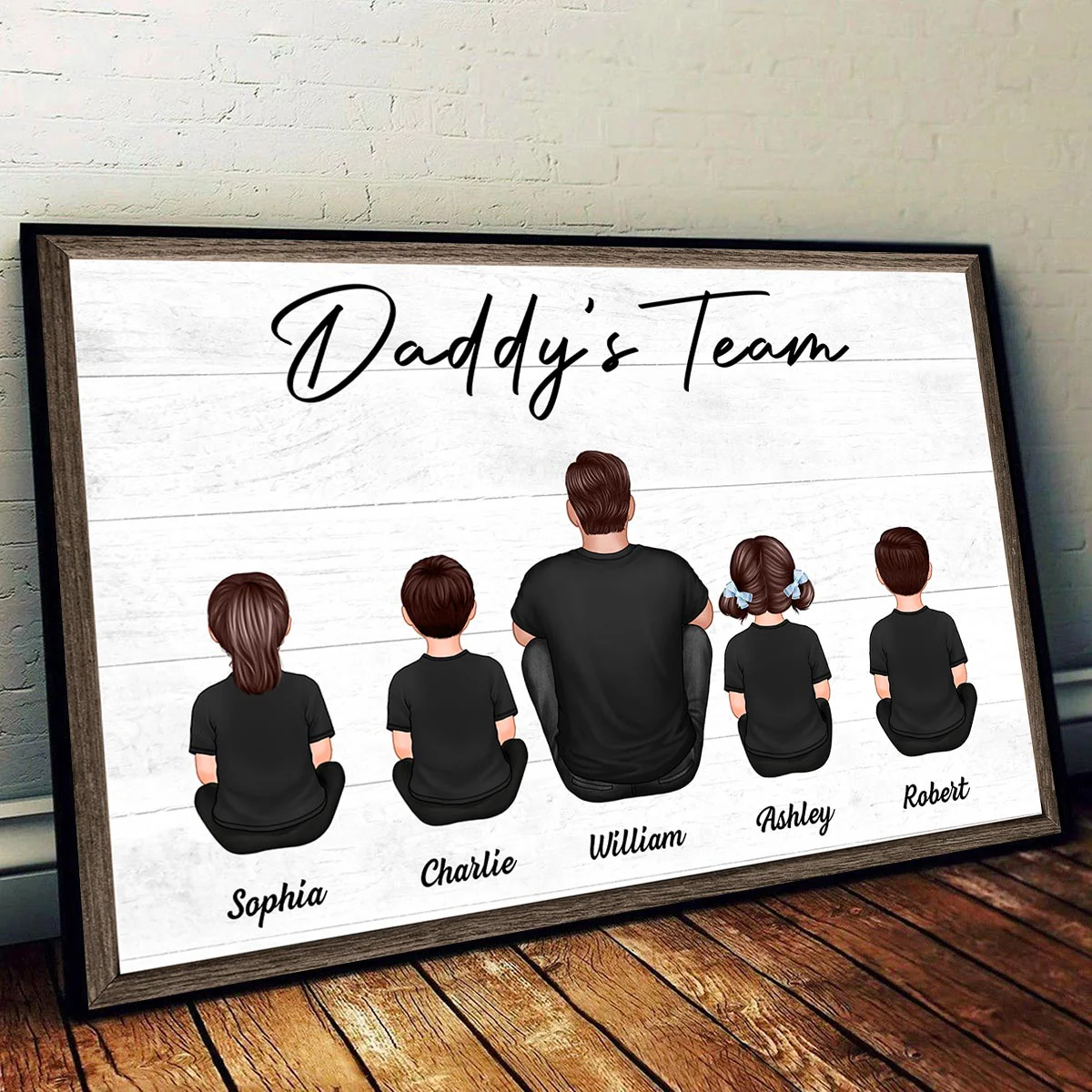 Daddy‘s Team Family Sitting - Personalized Poster - Gift For Dad, Gift For Husband, Gift For Grandpa