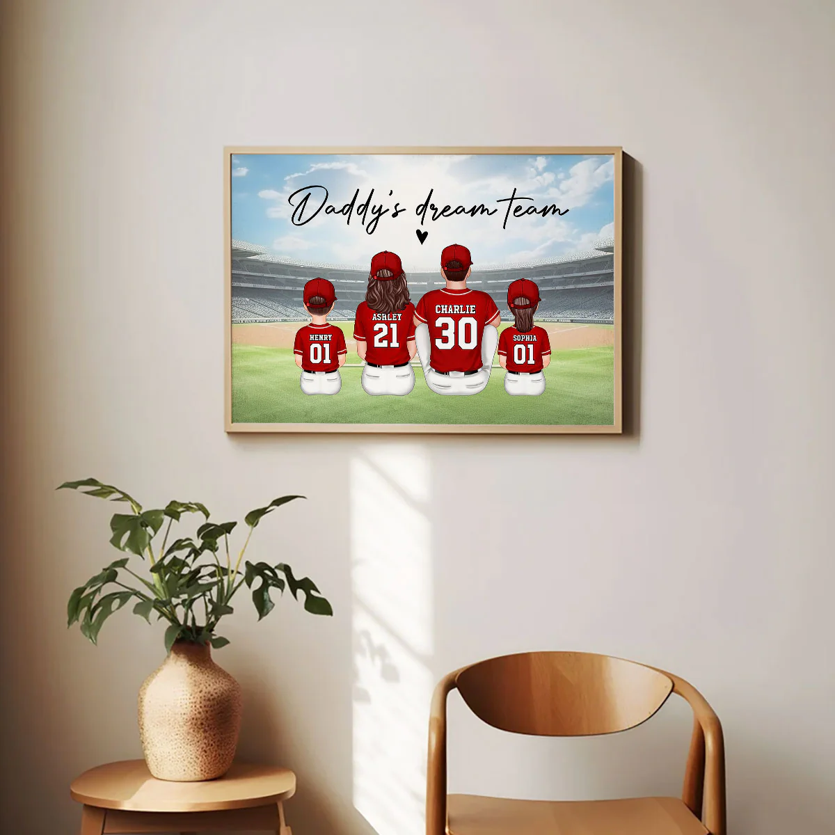 Daddy's Team Baseball Family Sitting - Personalized Poster - Gift For Dad, Gift For Husband, Gift For Grandpa - Image 5